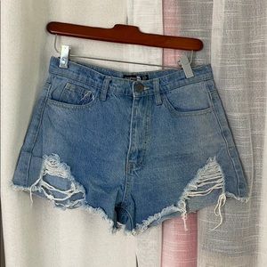 High waisted jean shorts